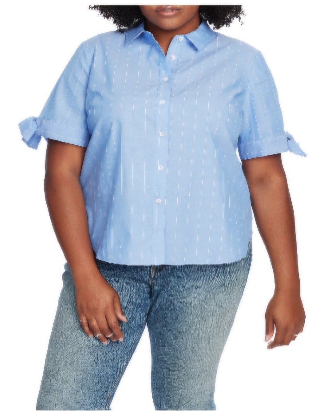 Court And Rowe Button Up Blouse With Sleeve Ties - Size 3X - NWT - 100% Cotton